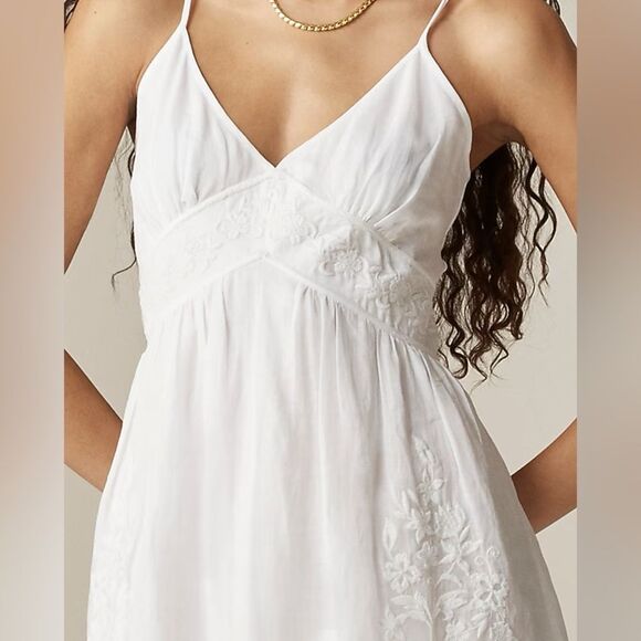 NWT J CREW Embroidered midi dress in ramie in white - Picture 3 of 7